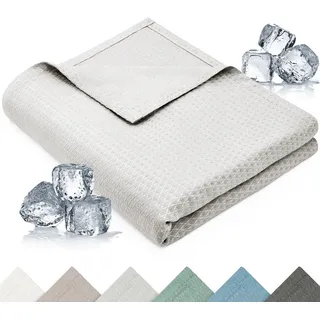 Blumtal Kühldecke 120x100 cm - Bambus Sommerdecke für Sofa - Bett, atmungsaktiv & kühlend – Hellgrau, Textil, Oeko-Tex® Standard 100, Wohntextilien, Decken, Kuscheldecken