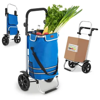 Juskys 3in1 Einkaufstrolley - 56 L Kapazität - Dunkelblau