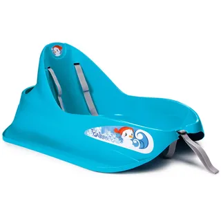 Ondis24 Schlitten Schlitten Bob für Kleinkinder blau Rodel mit Sicherheitsgurt, Rutscher mit Zuggurt und Staufach, für Kinder bis 3 Jahre, 79x51x40cm blau