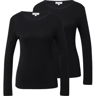 s.Oliver Geripptes Slim-Fit-Longsleeve Schwarz L