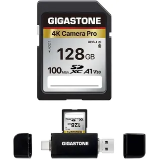 GIGASTONE 128GB SD-Karte mit USB-Typ-C-Kartenleser, V30, SDXC-Speicherkarte, 4K