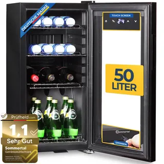 sommertal Kühlschrank GK50 Getränkekühlschrank 50 l 70 cm hoch Schwarz