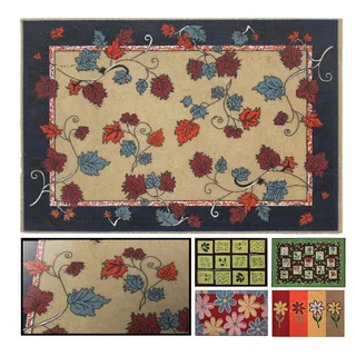 LucaHome Fußmatte aus Gummi und PVC, Manchester, Blumen, Herbst, rutschfest, saugfähig, 45 x 68 cm, Gummi und PVC, für Außen- und Innenbereich