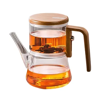 Teekanne aus Glas mit Sieb | Transparente magnetische Teekanne Teekanne mit herausnehmbarem Sieb Teekanne mit Druckknopf für lose Blätter - für Blumentee, losen Blättertee