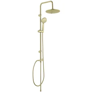 Wenko Duschsystem Mod. Young Line - Regenduschkopf und Handbrause mit 3 Funktionen - Edelstahl - Gold,