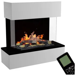 GLOW FIRE Elektrokamin Hölderlin Sims Wasserdampf Kamin, Wandkamin, Elektrischer Kamin, Wasserdampfkamin mit 3D Feuer und Knisterfunktion weiß