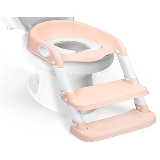 Mobiclinic® Kids, Toilettensitz Kinder, Modell Lala, Europäische Marke, Toilettensitz Kinder mit Treppe, WC-Sitz Kinder, für Kinder von 1-8 Jahren, Rosa und weiß