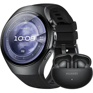 46 mm schwarzes Flourelastomerarmband + FreeBuds 6i