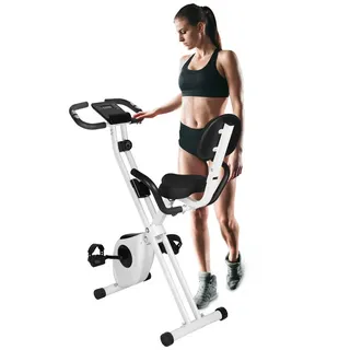 Bigzzia Heimtrainer Fahrrad Klappbar für Zuhause, 4-in-1 Heimtrainer mit 8 Stufen verstellbarem Magnetwiderstand, klappbarer Heimtrainer,
