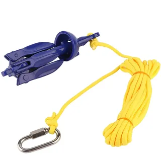 Nimomo Anker Faltanker, Kajak Anker, Paddle Board Anker-Kit Langlebiges Bootsanker Kanu Aluminium Anker Faltbarer Schlauchboot Faltanker Verzink Ankerset Seil Schnallen Kit Zubehör