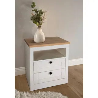 otto home Nachtkonsole OTTO HOME "2er Set Büsum Nachtschrank Beistellschrank", weiß, B:50cm H:60cm T:39cm, Holzwerkstoff, MDF, Sideboards, Nachtkonsole, Nachttisch im Landhaus Design mit 2 Schubladen Bestseller