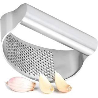hausleben Knoblauchpresse Edelstahl, Knoblauchwippe für Knoblauch & Ingwer, Rostfrei, Spülmaschinengeeignet, Ergonomischer Knoblauchzerkleinerer, Garlic Press Rocker, Leicht zu Reinigen