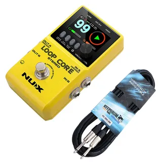 Nux Loop Core Stereo Effektgerät Looper-Pedal für Gitarre und Bass + keepdrum Klinkenkabel