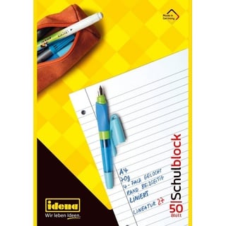 Idena Collegeblock Idena 10393 - Schulblock, DIN A4, 50 Blatt, 70 g/m2, liniert, gelocht gelb