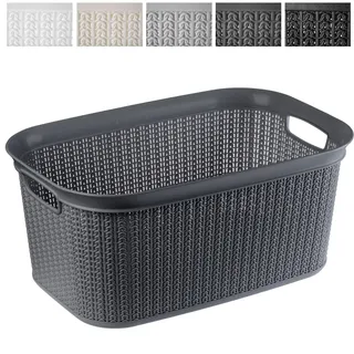 Kadax Wäschekorb, Wäschetruhe aus Kunststoff, Wäschebox 27l, Anthrazit