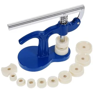 BlingBin Uhrenbeweger Uhr Presse 13-teilig Uhren Einpresswerkzeug Uhrendeckelpresse, (1er Set, 1-St., 1 Stück), Uhr Reparatur Werkzeug mit 12 Druckplatten für Uhrenrestaurator blau