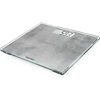 Soehnle Style Sense Compact 300 Concrete, digitale Körperwaage mit LCD-Anzeige, elektronische Waage mit extraflachem Design, Personenwaage mit Tragkraft bis zu einem Gewicht von 180 kg