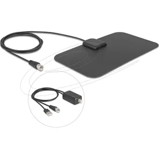 DeLock DAB+ DVB-T2 Antenne F Stecker 5 - 25 dB aktiv omnidirektional schwarz