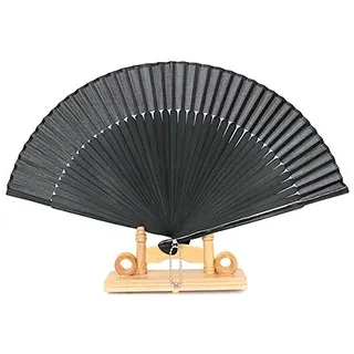 Yudu®Holzfächer Handfächer Fächer Holz Dekofächer schwarz (02)