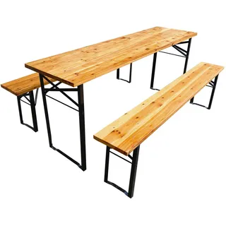 Svita Bierzeltgarnitur 3-tlg. Holz Klappbare Biergarnitur Festzeltgarnitur Natur 165x50 cm