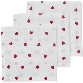 Meyco Baby Waschtücher Musselin - 3er Pack - 30x30cm - Musselin Waschlappen - 100% weiche Baumwolle - Oeko Tex Zertifiziert - saugfähig, hautfreundlich & schnelltrocknend - Sweet Heart - Weiß