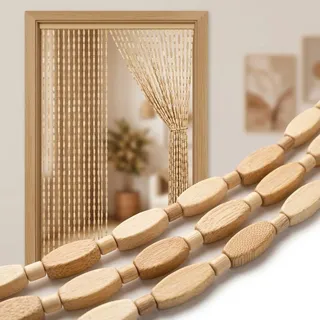 Bambusvorhang Türvorhang 60x180 90x200 120x220cm Fadenvorhang Türvorhang Bambus Perlenvorhang Türdekorationen Raumteiler Dekorationen, Retro Holzperlenvorhang Fadenvorhang Holzvorhang