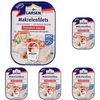 Larsen Makrelenfilets in Tomaten-Sauce Msc, 110 g (Packung mit 5)