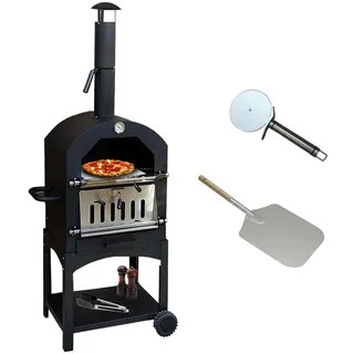 Kukoo Outdoor Ofen Gartenofen Pizzaofen Gartengrill Pizzastein Terasse Grill Gartenbackofen Smoker 156 cm H x 64 cm B x 43 cm T Gratis Pizza Schieber