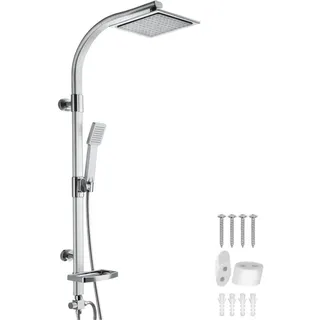 Tectake tectake® Aluminium Regenduschsystem Chrom-Optik Antikalktechnik - Grau