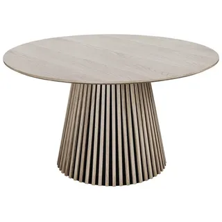 riess-ambiente Esstisch VALHALLA WOOD 120cm grau · runder Küchentisch im Japandi-Design (Einzelartikel, 1-St), 4 Personen · Säulenfuß aus Massivholz · Eiche grau 120 cm x 75 cm x 120 cm