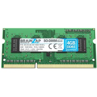 BRAINZAP 4GB DDR3 1600MHz PC3L-12800S-11 SO-DIMM CL11 1Rx8 1.35V Unbuffered Non-ECC RAM Arbeitsspeicher für Notebook Laptop Speichermodul Memory