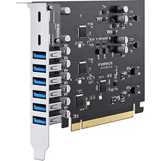 Inateck PCIe USB 3.2 Gen 2 Karte, USB C Power Delivery Laden, 2 USB C Ports und 6 USB A Ports mit 16 Gbps Gesamtbandbreite, KU8212