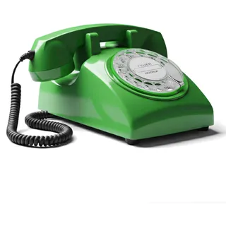 Opis Technology 60s Cable Retro Telefon mit Wählscheibe – Klassisches Festnetztelefon, mechanische Metallklingel & Vintage Design, kompatibel mit modernen Routern (FritzBox etc.) – Grün