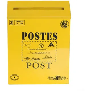 babominimer Metall-Briefkasten, Wandbriefkasten, für Innen- und Außenbereich, pastorales Design, dekorative Post-Aufbewahrungsbox, Garten, Haus, Hof, Fotografie-Requisiten (gelb)