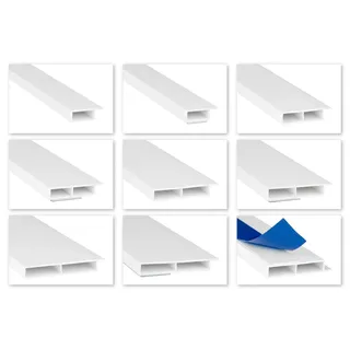 HEXIM - Hohlkammerleisten Pvc Weiß 2m - Kantenhöhe 7mm, Auswahl Fahne & Klebeband - Hj: Ohne Klebeband, Hj.231 - 15x7mm