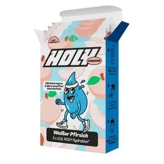 Holy Getränkepulver Hydration White Peach, mit Elektrolyten, Vitaminen und zuckerfrei, 3 Stück