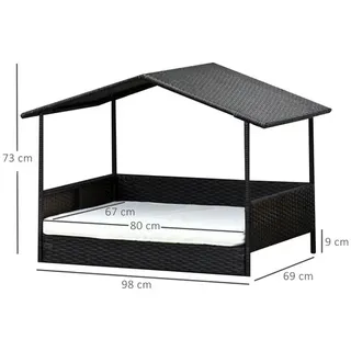 PawHut Hundehaus mit Kissen 95x70x69cm