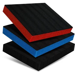 Werkzeugeinlage, Koffereinlage, Shadow Board, Multilayerschaumstoff für Werkzeugwagen (schwarz/rot, 350 x 400 x 57 mm)