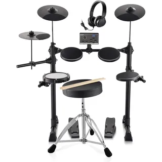 Vevor E-Drum-Set, 15 Drum-Kits & 150 Sounds Elektronisches Schlagzeug, USB MIDI-unterstütztes 165,1 mm Mesh-Snare-E-Drum-Set mit 25,4 cm Becken, Drumsticks & Kopfhörer, für Anfänger & Erwachsene