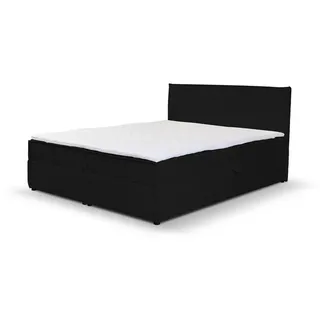 venasi möbel Boxspringbett 140x200 mit Bettkasten, Gloria Doppelbett Schwarz Cordstoff