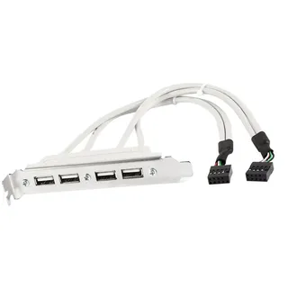 Aukson P89 USB 2.0 Slotblech - 2X 9-Pin Mainboard Header auf 4X Buchsen, Erweiterungskabel für PC-Gehäuse, Inklusive PCI-Steckplatzabdeckung