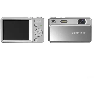 Tragbare gleitende Digitalkamera mit 64 MP Bild, 16x Digitalzoom, eingebautem Blitz, 4K-Video und elektronischer Bildstabilisierung für den Außenbereich (Silber)