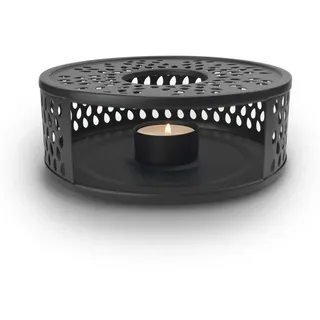 Creano schwarzes Stövchen aus Edelstahl mit Teelichthalter