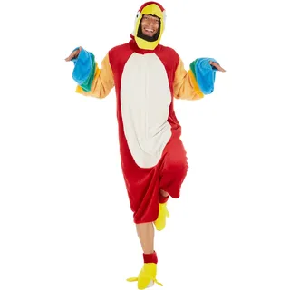 dressforfun Kostüm Papagei für Sie und Ihn | Aus kuscheligem Plüschstoff | Vorne hat es einen praktischem Reißverschluss | inkl. Stulpen mit Klettverschluss (M | Nr. 300875)