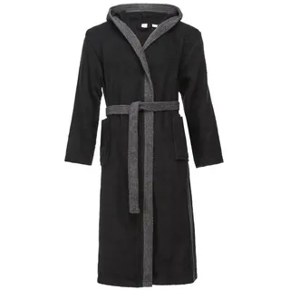 Ladeheid Bademantel Herren Frottee Bademantel aus 100% Baumwolle LA40-190, Langform, Baumwolle, Kapuze, elastischer Bund grau|schwarz S