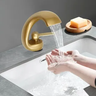 Moderner Wasserfall-wasserhahn Für Badezimmer, Waschbeckenarmatur, Messing-mischbatterie Für Waschbecken Mit Warm- Und Kaltwasser