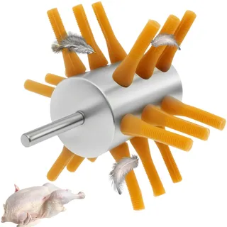 Gatphy Rupfmaschine für Geflügel 18 Finger, Geflügelrupfmaschine auf Rollen für Hühner Edelstahl Naturkautschuk für Enthaarung von Geflügel Wie Hühnern Enten Gänsen Wachteln (1,Staub)