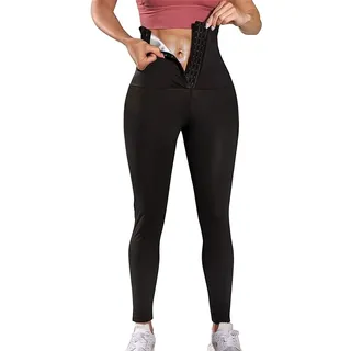 Schwitzhose Für Frauen Fettverbrennung, Gewichtsverlust Hosen Sauna Hosen, Frauen 2-in-1 Biker Shorts, Waist Trainer Sauna Hosen,Frauen Hosen Body Shaper Slimming Shorts ( Color : Nine-Divided , Size
