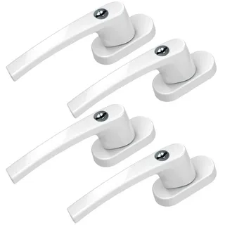 BASI Fenstergriff mit Druckknopfsicherung, 4x Fenstergriff - Weiß, (Spar-Set, 4-tlg), Aluminium, abschließbar, GL, inkl. 2 Schlüssel/Griff, 4er Set, Weiß weiß