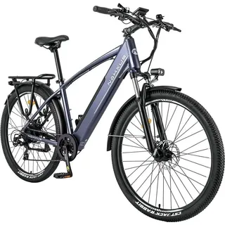 qekud E-Bike, Elektrofahrrad Trekkingrad E-Cityrad 36V 12.5Ah Lithium Batterie, 250W Motor, +Mini Tragbarer Luftkompressor - Grau